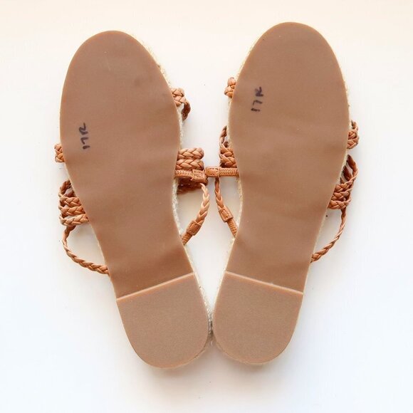 NEW Madewell Kathryn Tan Leather Braided Strappy Espadrille Sandals / Slides - Picture 9 of 16